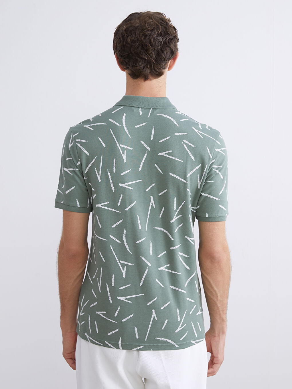 Yeşil Polo Yaka Desenli Pike Erkek Tişört-3