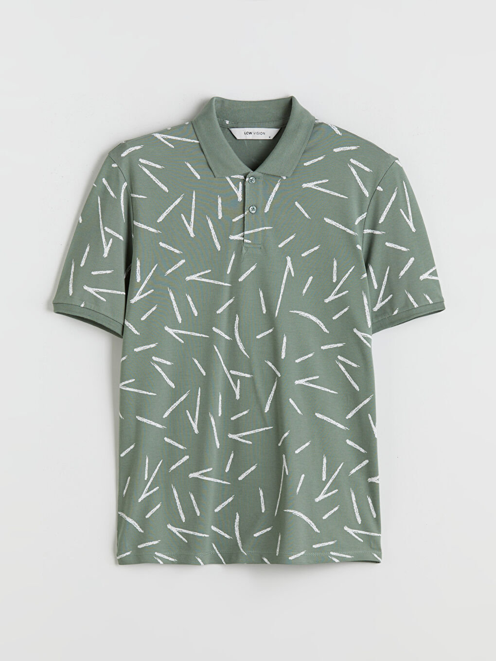 Yeşil Polo Yaka Desenli Pike Erkek Tişört-4