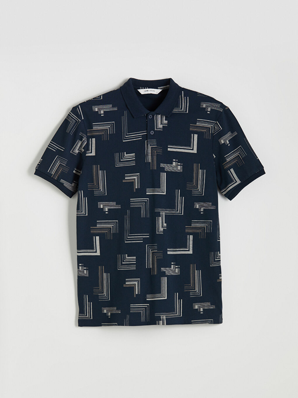 Lacivert Polo Yaka Desenli Pike Erkek Tişört-4