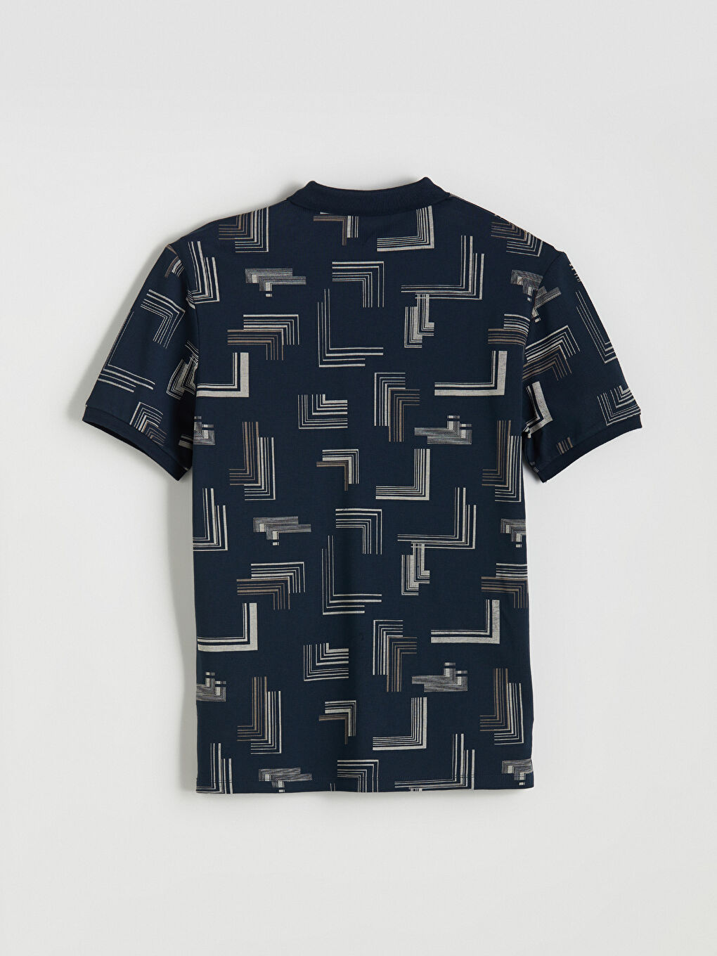 Lacivert Polo Yaka Desenli Pike Erkek Tişört-5