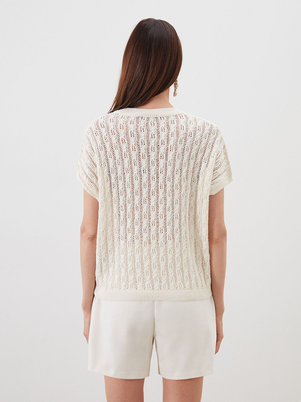 Crew Neck Hole-Knitted Oversize Women's Knitwear Sweater -S5R094Z8-R9J