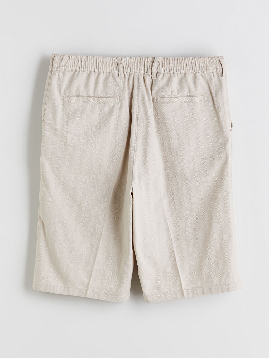 Bej Standart Kalıp Keten Karışımlı Erkek Şort-5