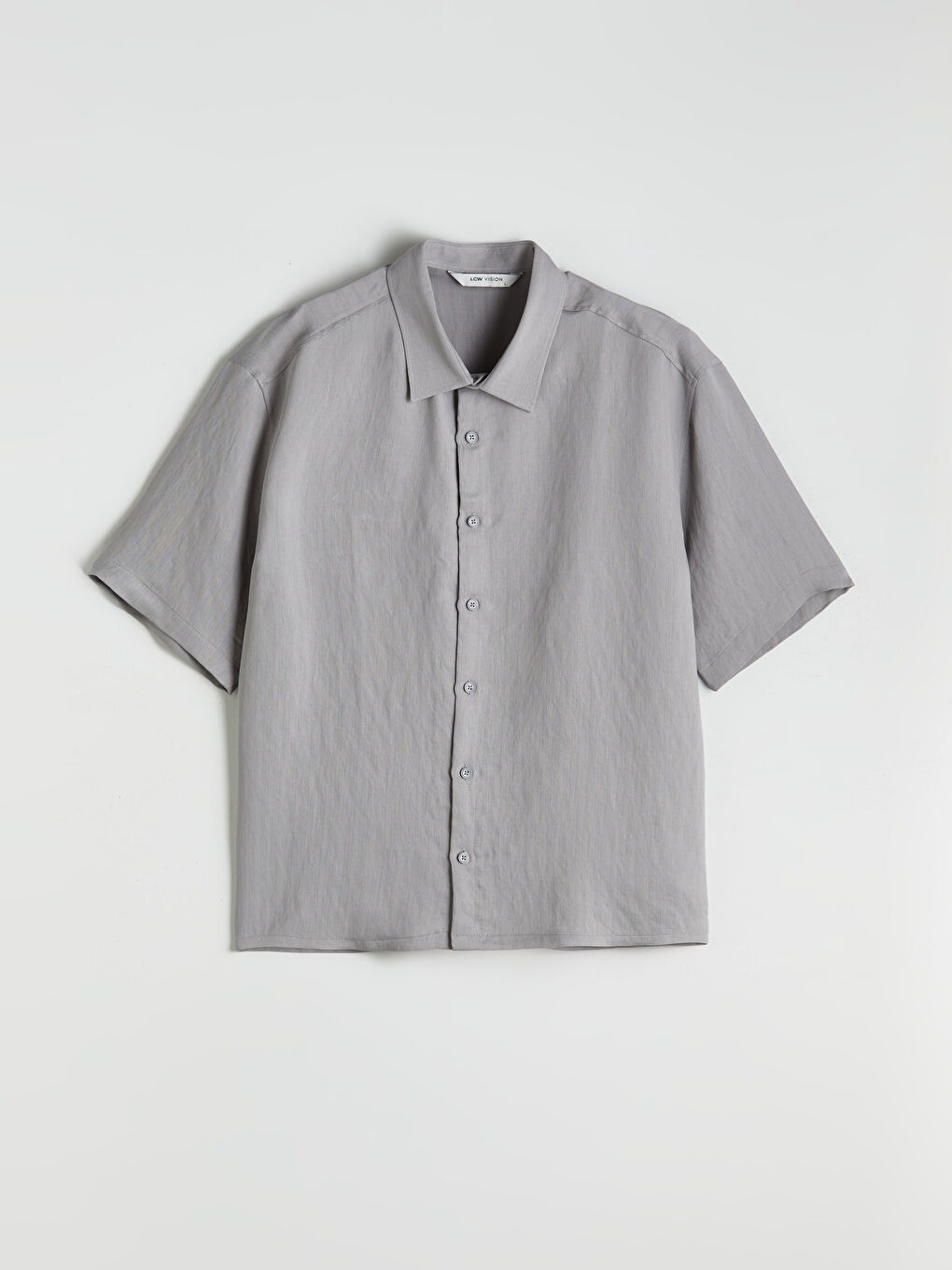 Gri Rahat Kalıp Kısa Kollu Armürlü Erkek Gömlek-4