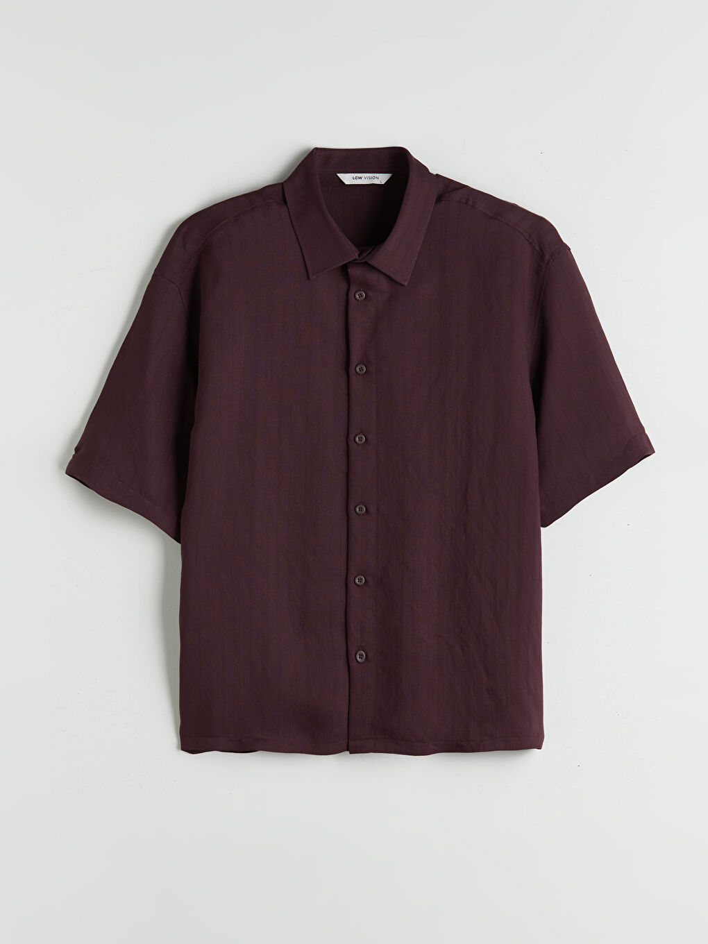 Mürdüm Rahat Kalıp Kısa Kollu Armürlü Erkek Gömlek-4