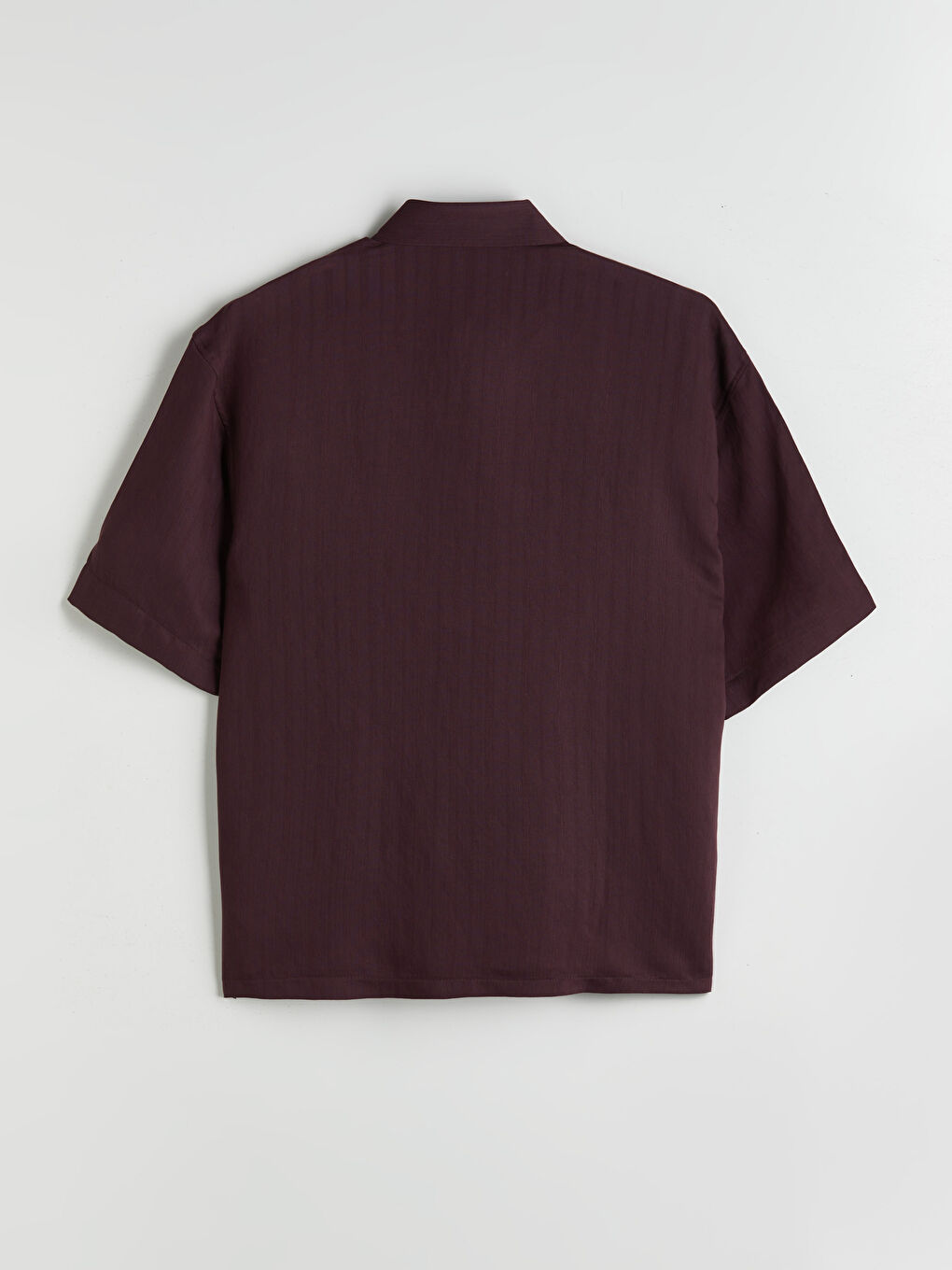 Mürdüm Rahat Kalıp Kısa Kollu Armürlü Erkek Gömlek-5