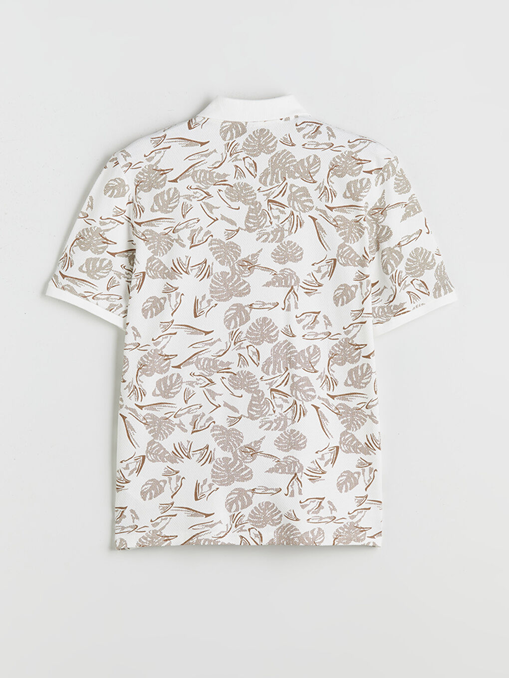 Bej Polo Yaka Desenli Pike Erkek Tişört-5