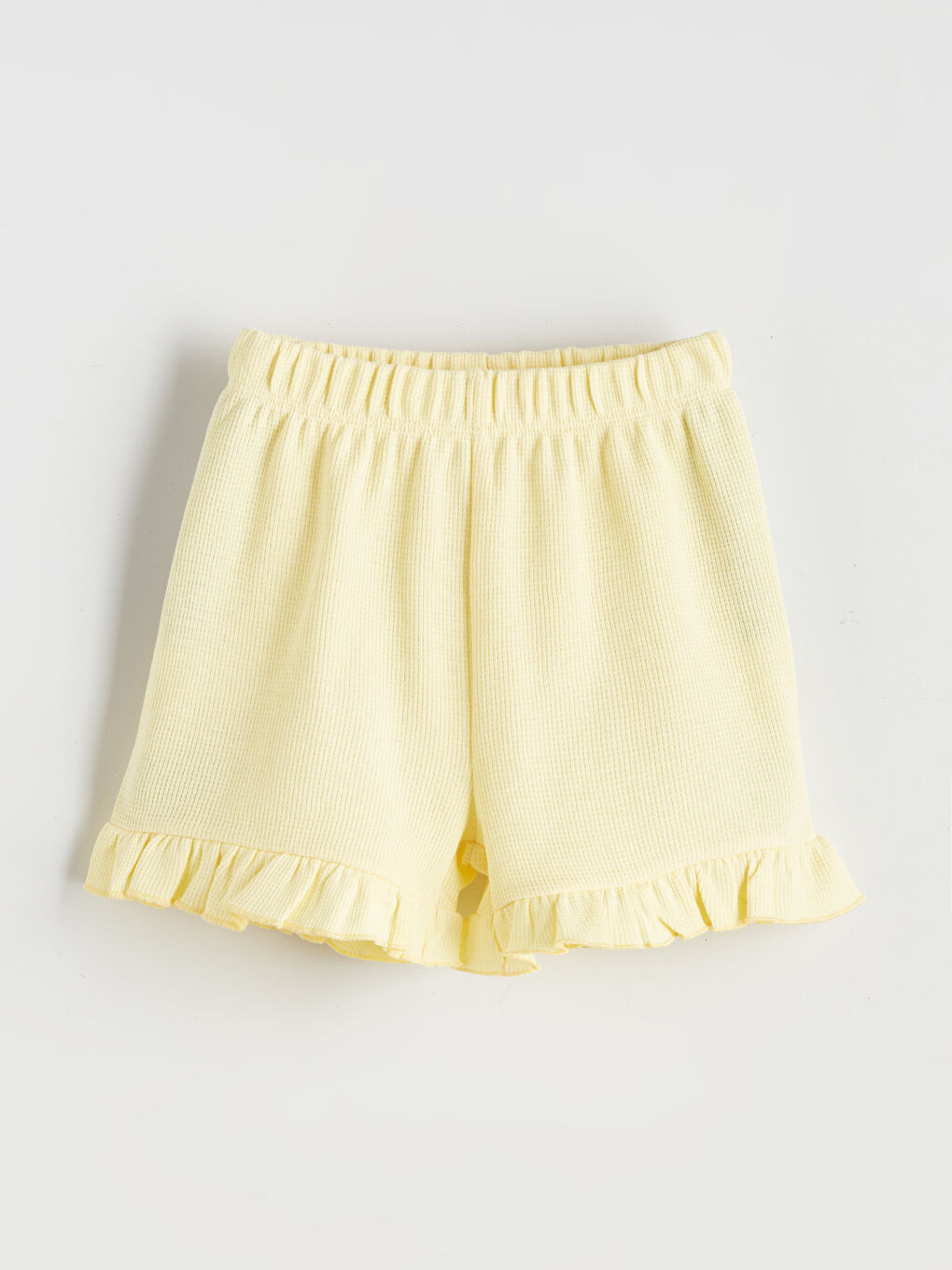 Sarı Beli Lastikli Basic Kız Çocuk Şort