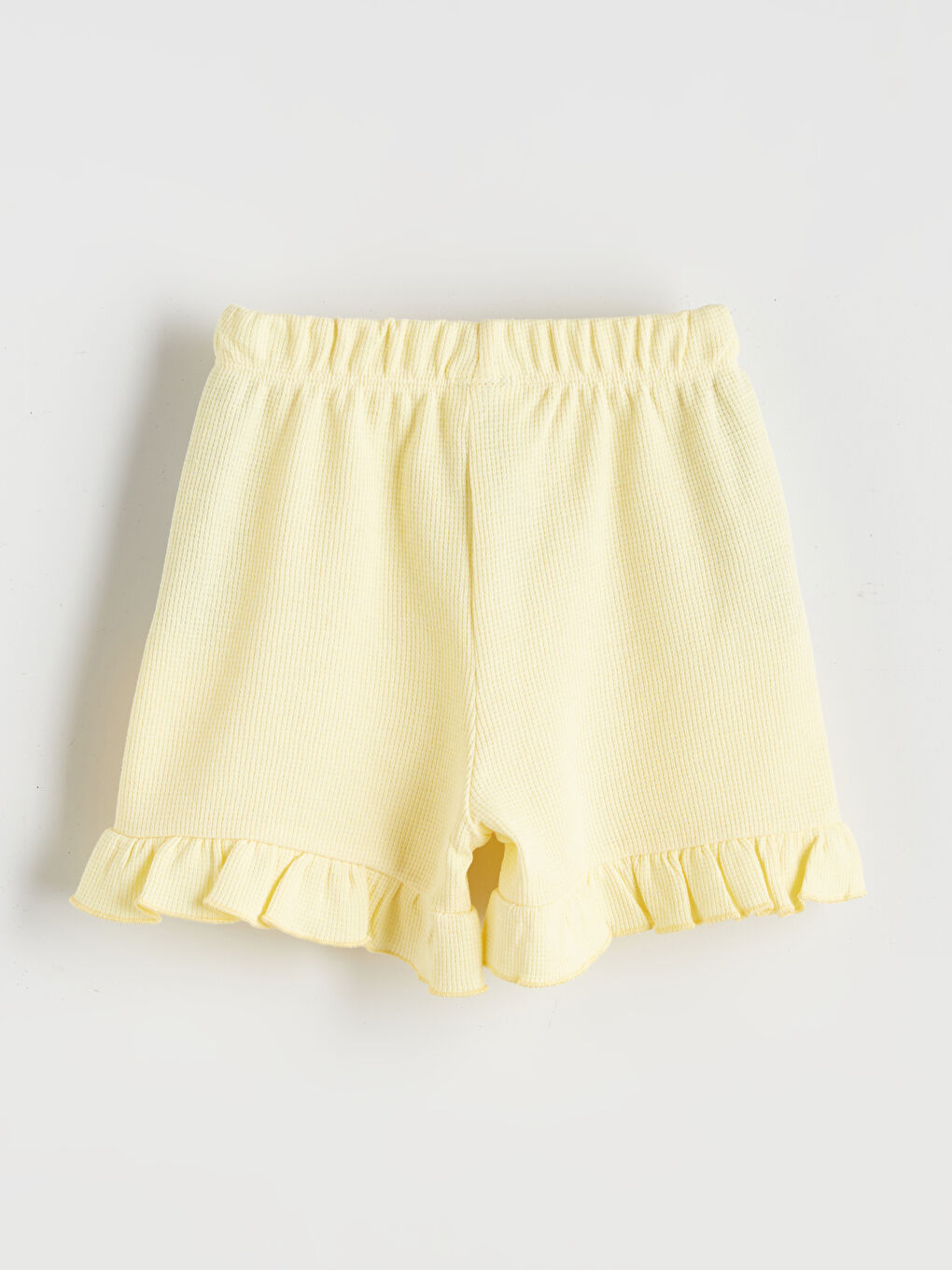 Sarı Beli Lastikli Basic Kız Çocuk Şort-1