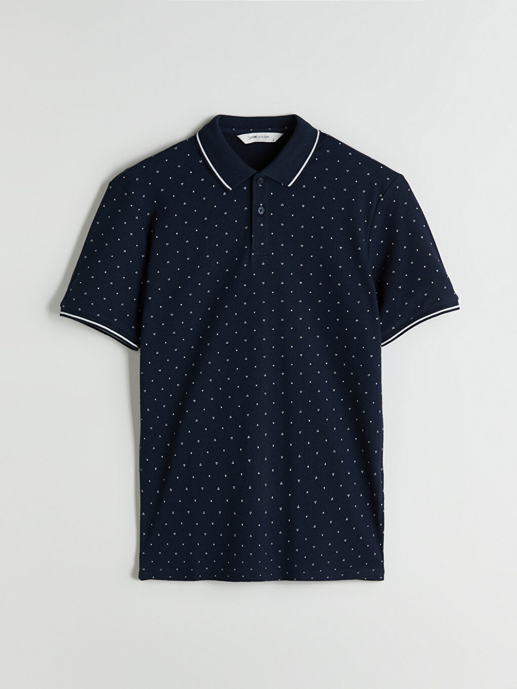 Lacivert Polo Yaka Desenli Pike Erkek Tişört-4