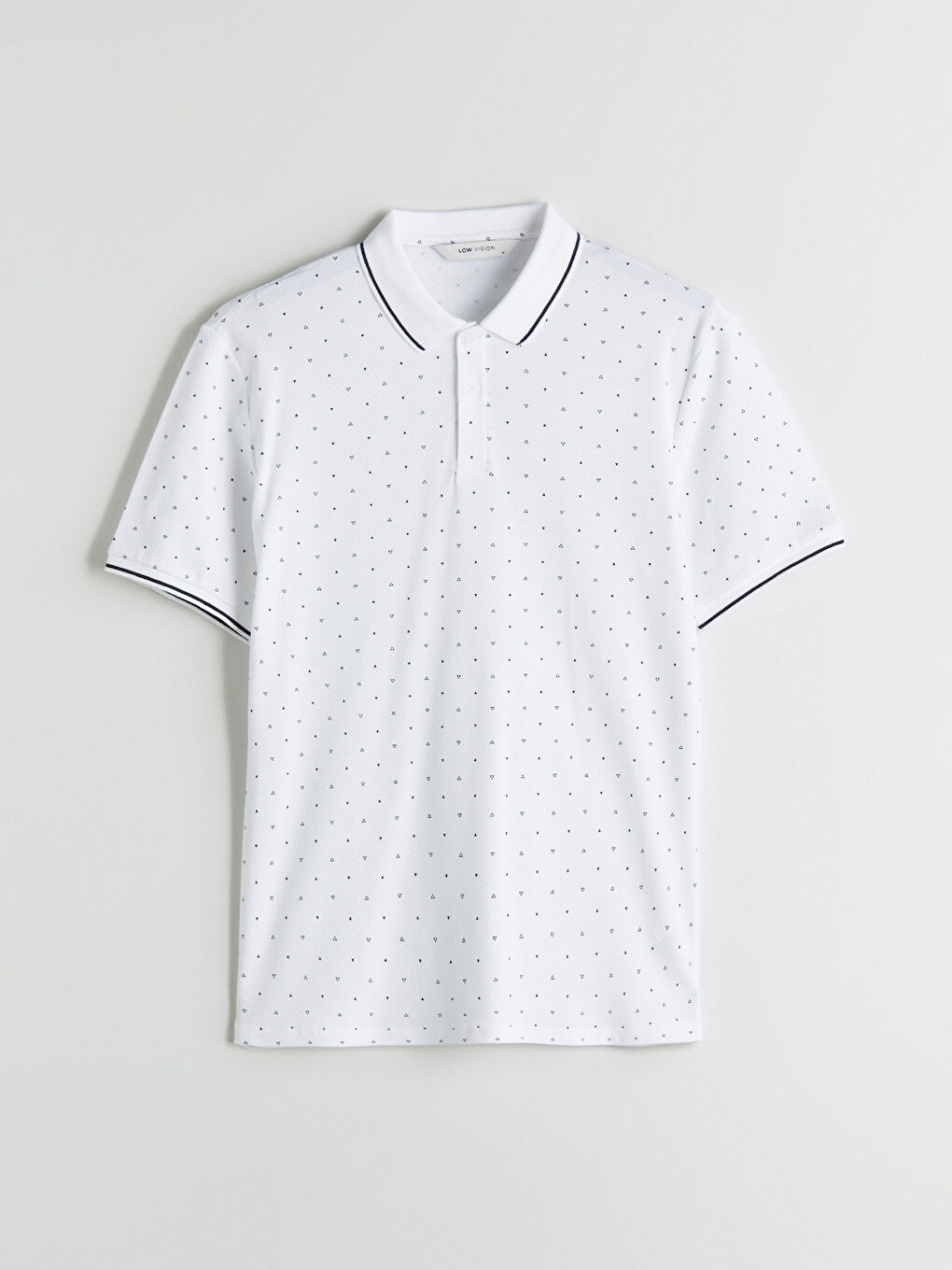 Beyaz Polo Yaka Desenli Pike Erkek Tişört-4