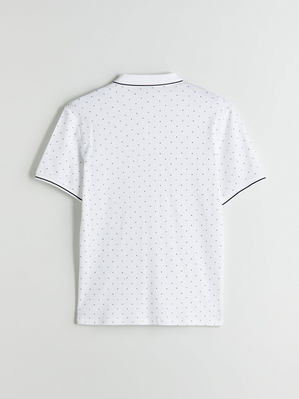 Beyaz Polo Yaka Desenli Pike Erkek Tişört-5