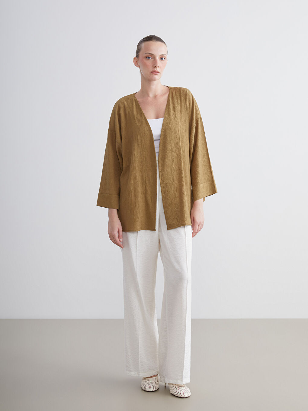 LCWAIKIKI Classic Double Breasted Textured Women's Kimono -S5R111Z8-JRS