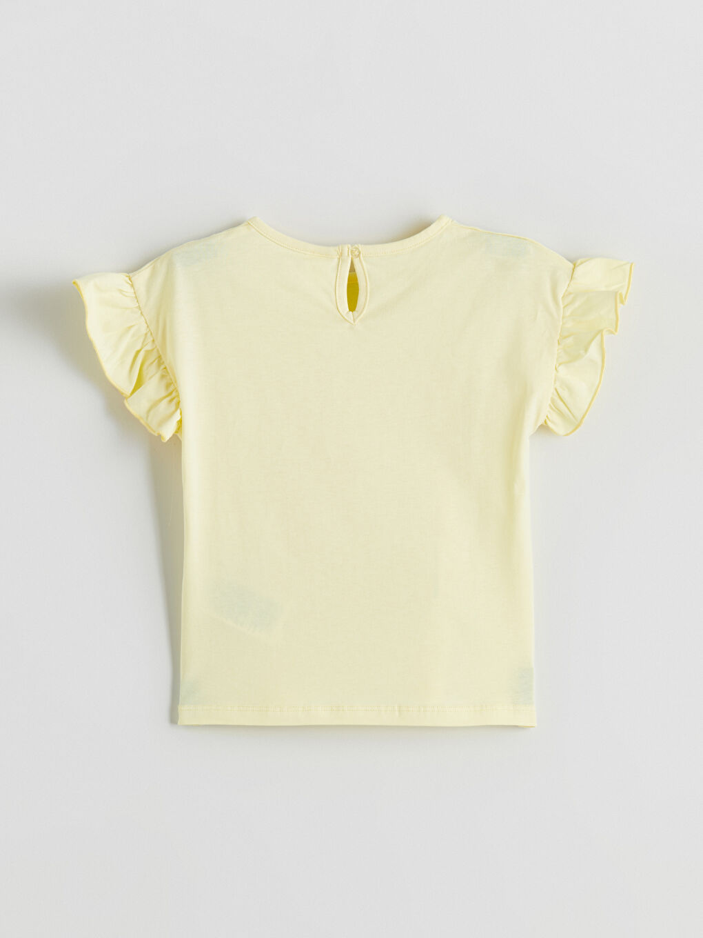 Sarı Bisiklet Yaka Çiçekli Kız Çocuk Tişört-1