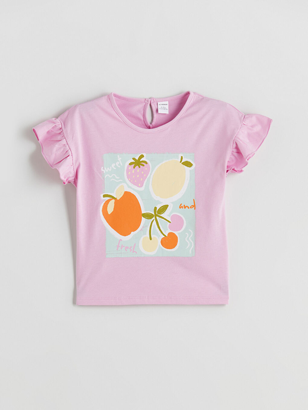 Lila Meyve Baskılı Kız Çocuk Tişört