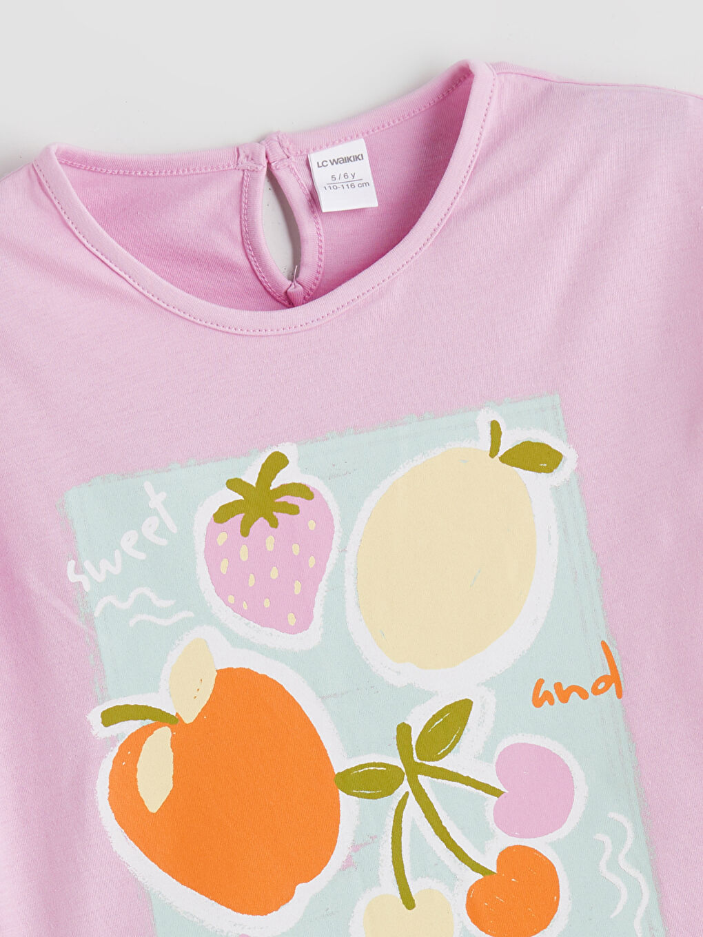 Lila Meyve Baskılı Kız Çocuk Tişört-2