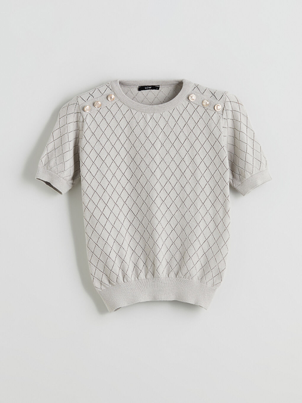 Crew Neck Argyle Pattern Women's Knitwear Sweater -S5R123Z8-CSW