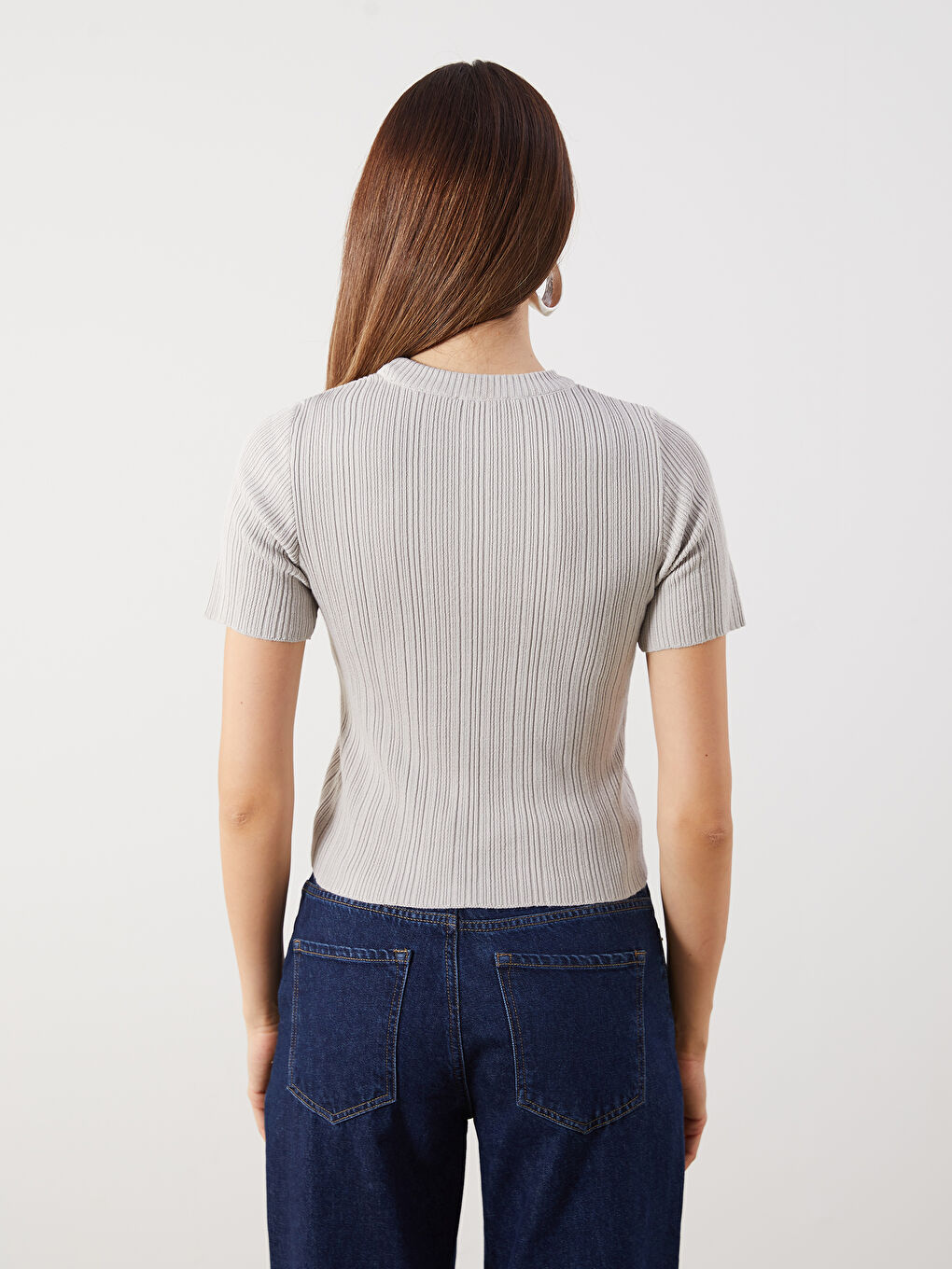 Crew Neck Textured Women's Knitwear Sweater -S5R124Z8-13E