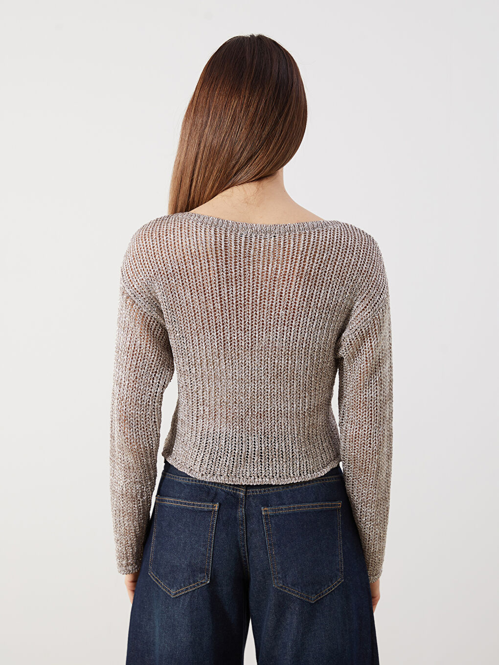 Crew Neck Hole-Knitted Women's Knitwear Sweater -S5R126Z8-JKW