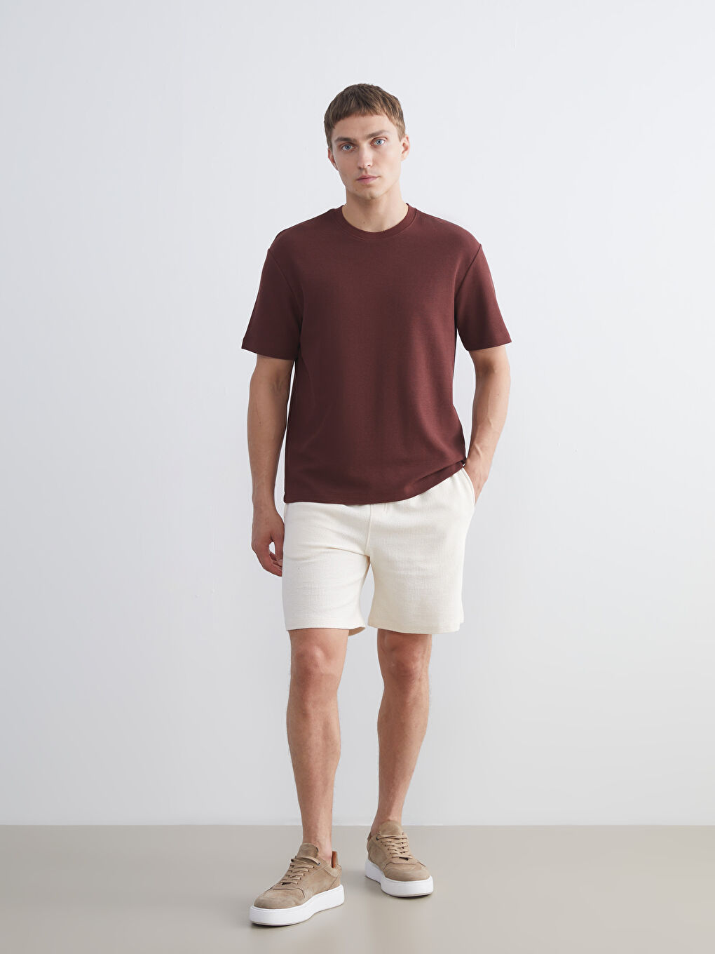 Turuncu Bisiklet Yaka Erkek Tişört-1