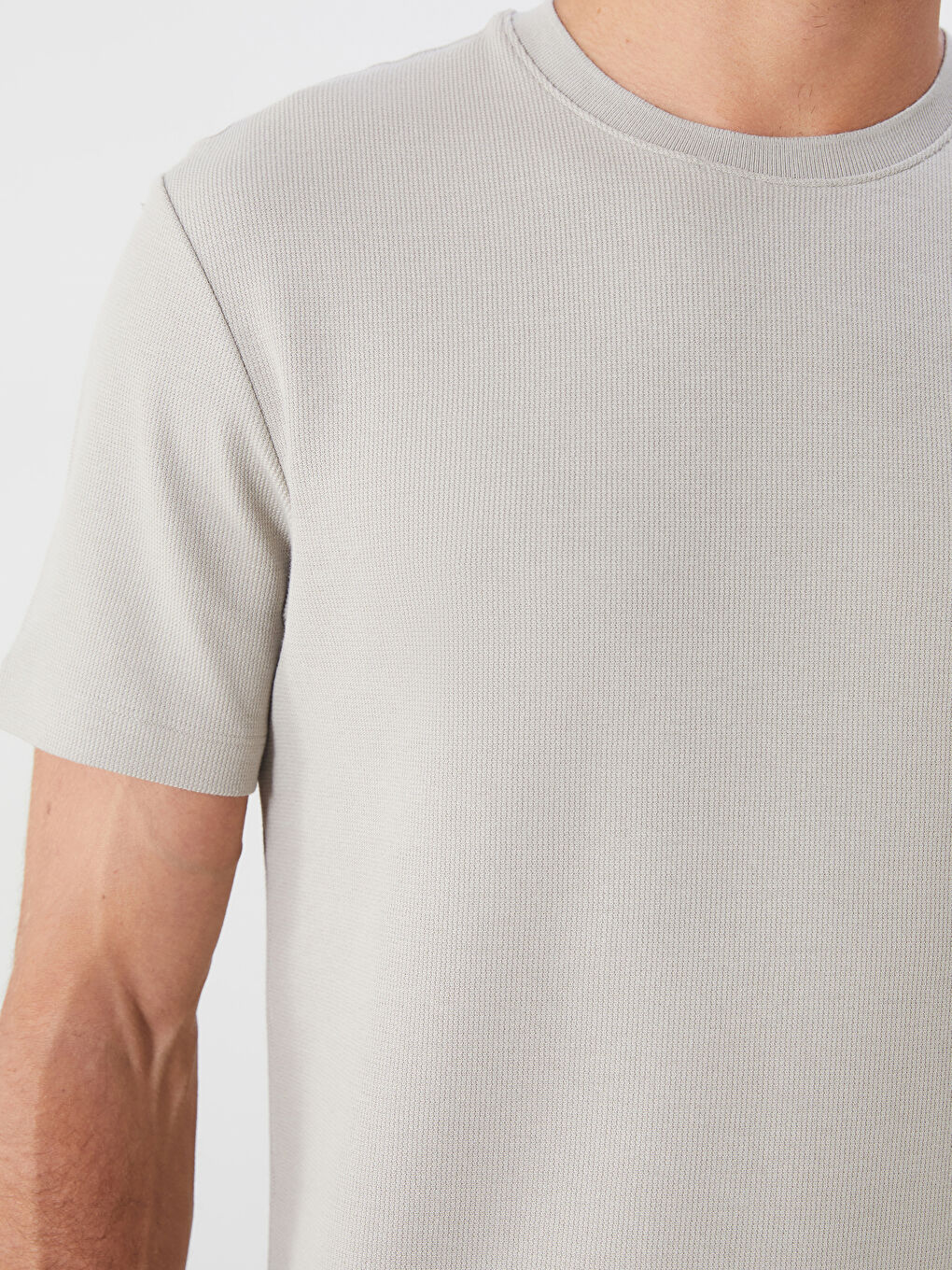 Gri Bisiklet Yaka Erkek Tişört-2