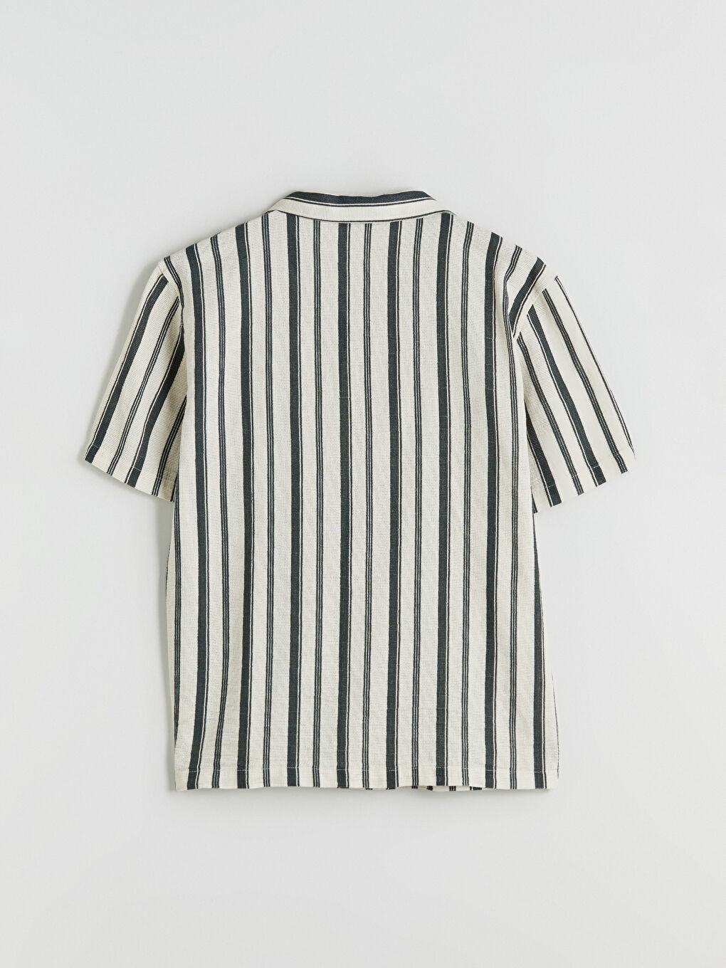 Petrol Regular Fit Kısa Kollu Çizgili Erkek Gömlek-5