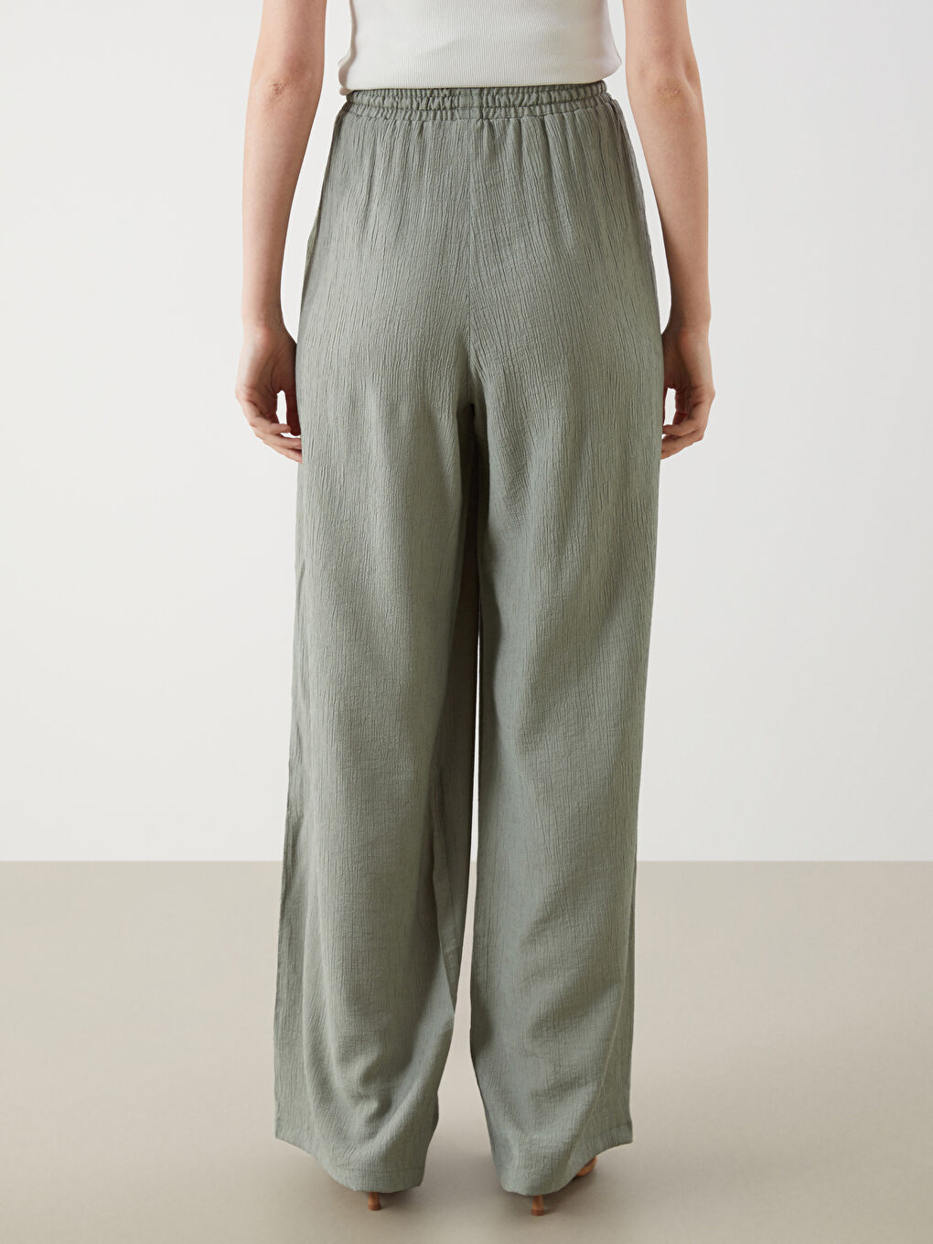 Elasticated Waist Textured Women's Trousers -S5R181Z8-LVB