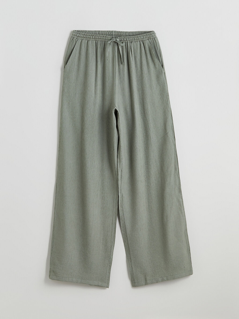 Elasticated Waist Textured Women's Trousers -S5R181Z8-LVB