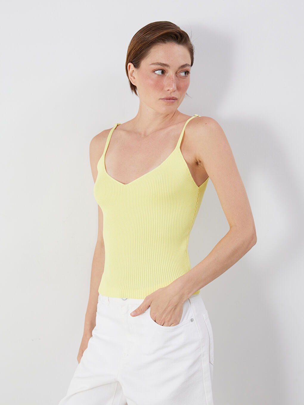 LCW Vision V Neck Women's Knitwear Tank Top -S5R190Z8-DR8