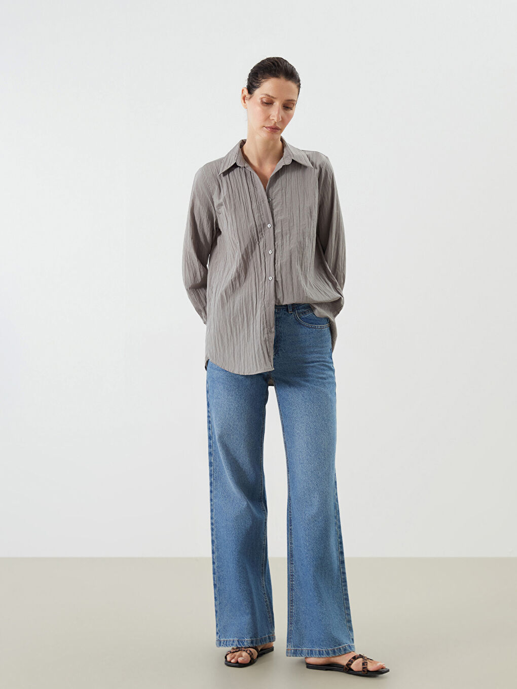 Haki Dokulu Kadın Gömlek-1