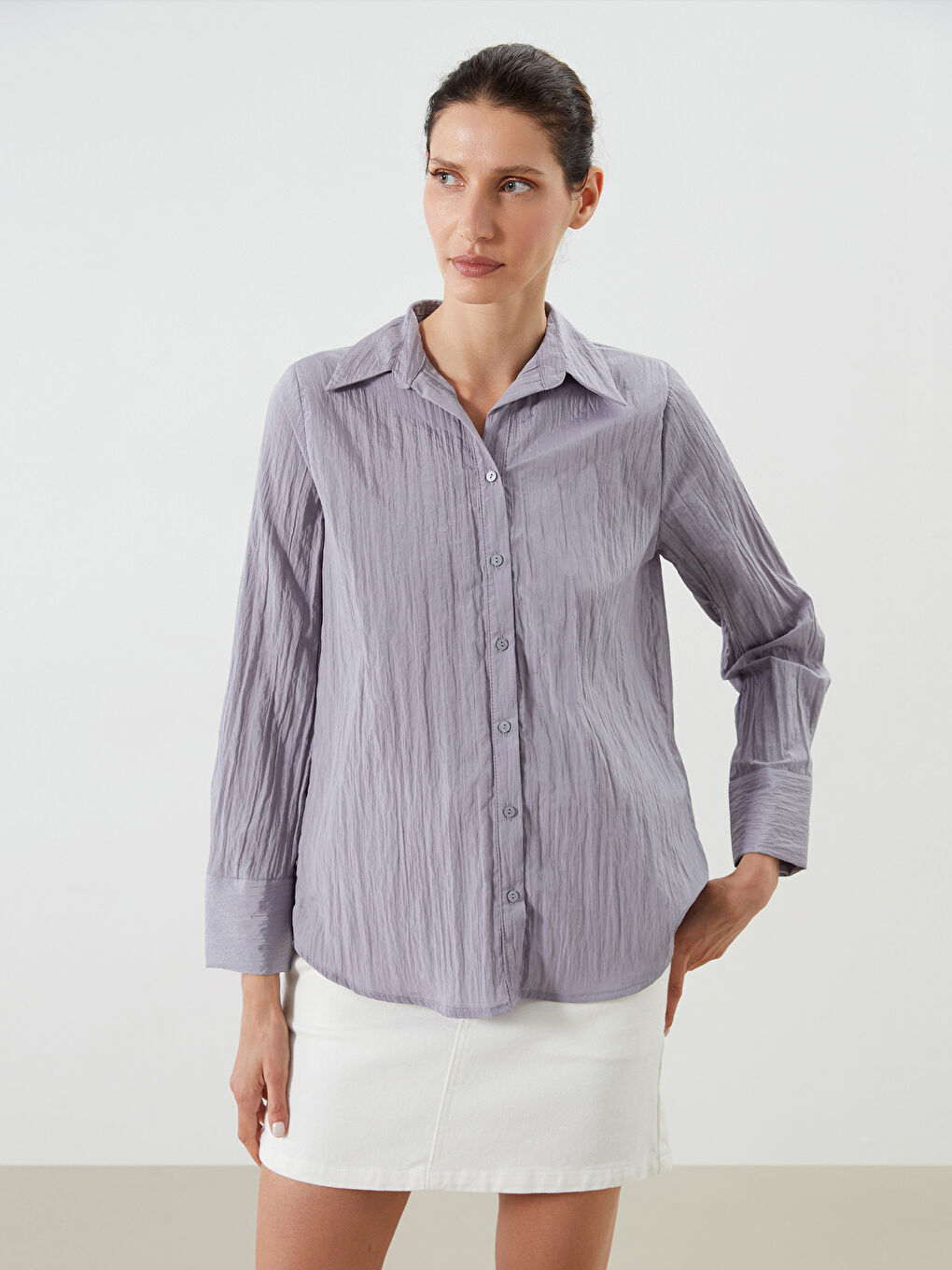 Gri Dokulu Kadın Gömlek