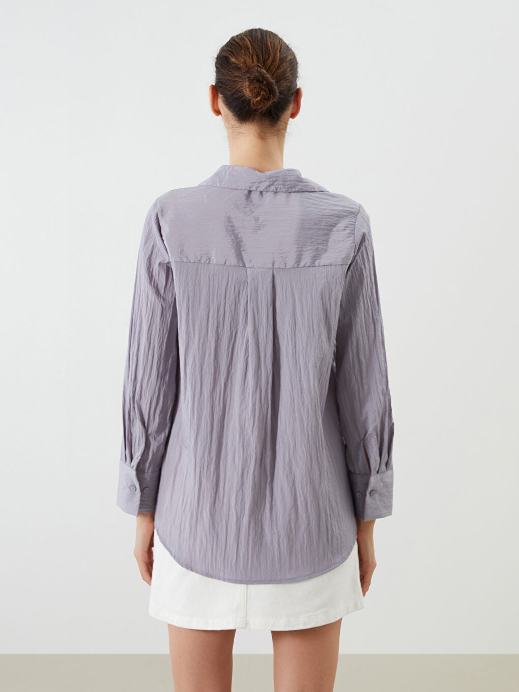 Gri Dokulu Kadın Gömlek-3