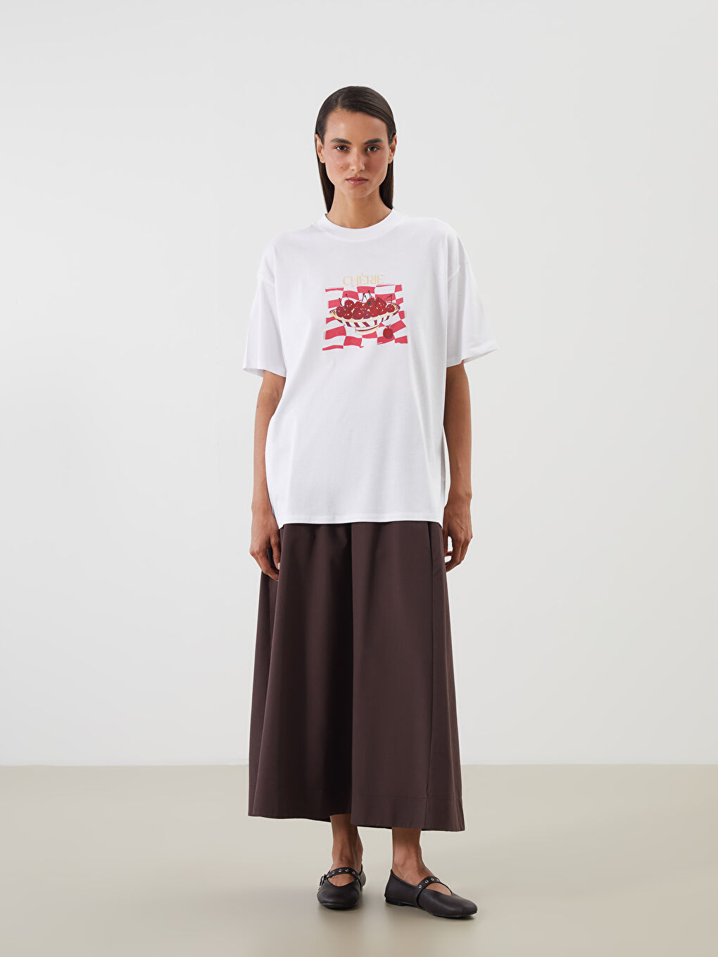 Crew Neck Cherry Printed Women's T-Shirt-1
