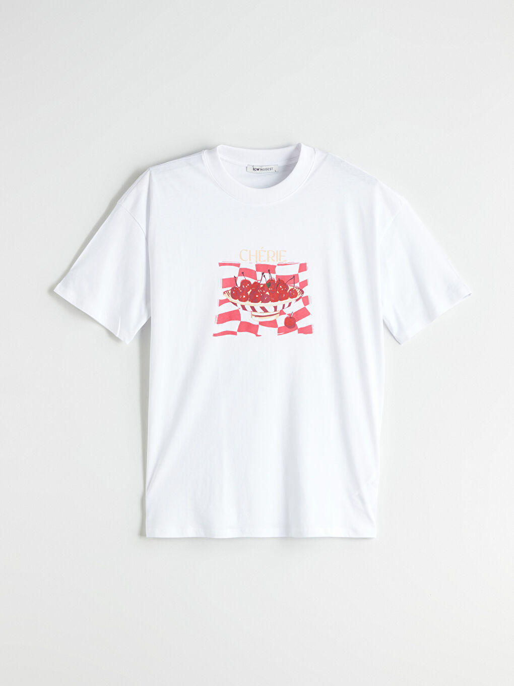 Crew Neck Cherry Printed Women's T-Shirt-4