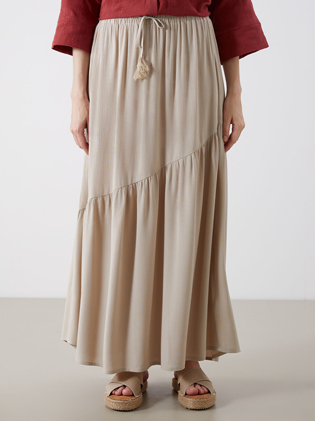 Elasticated Waist Pleated Skirt -S5R223Z8-CR8