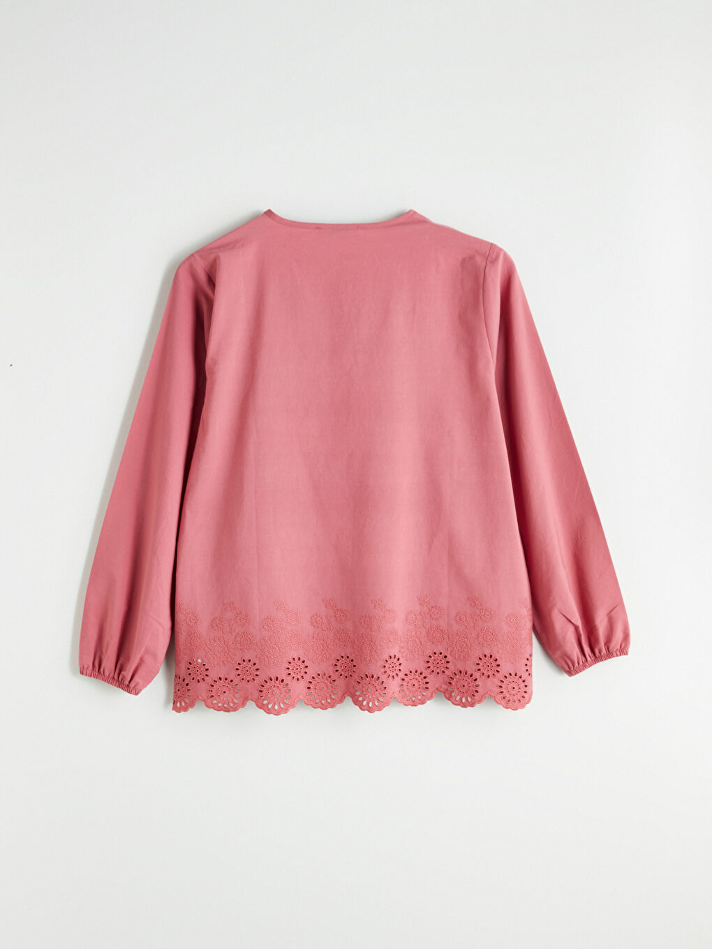 Pembe Bağlamalı Yaka Ajurlu Bluz-5