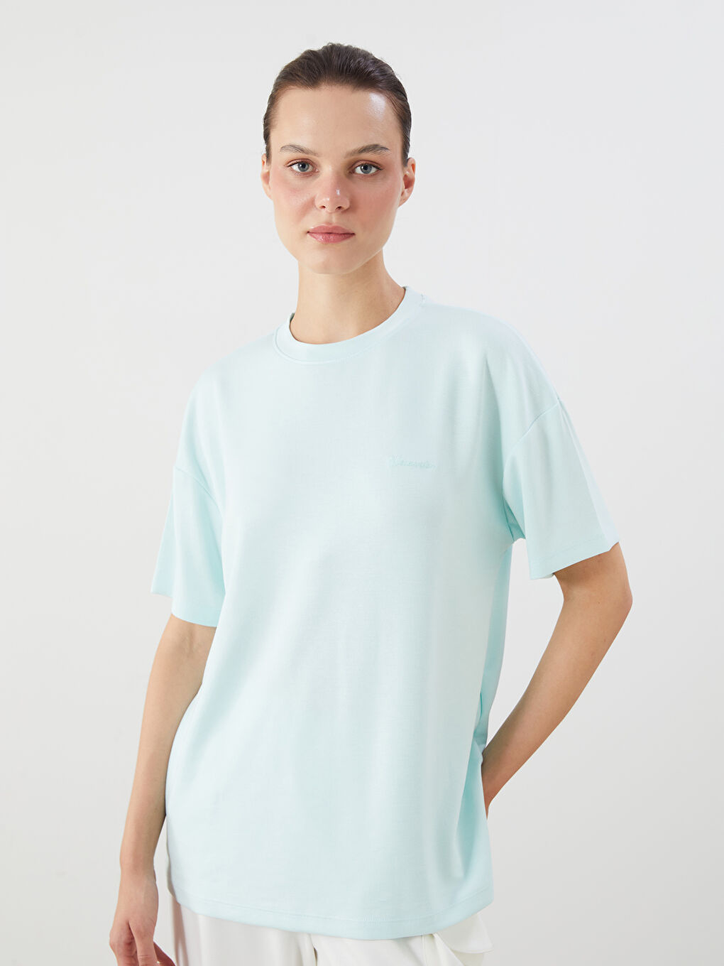 LCW Vision Crew Neck Oversize Women's T-Shirt -S5R228Z8-FQH