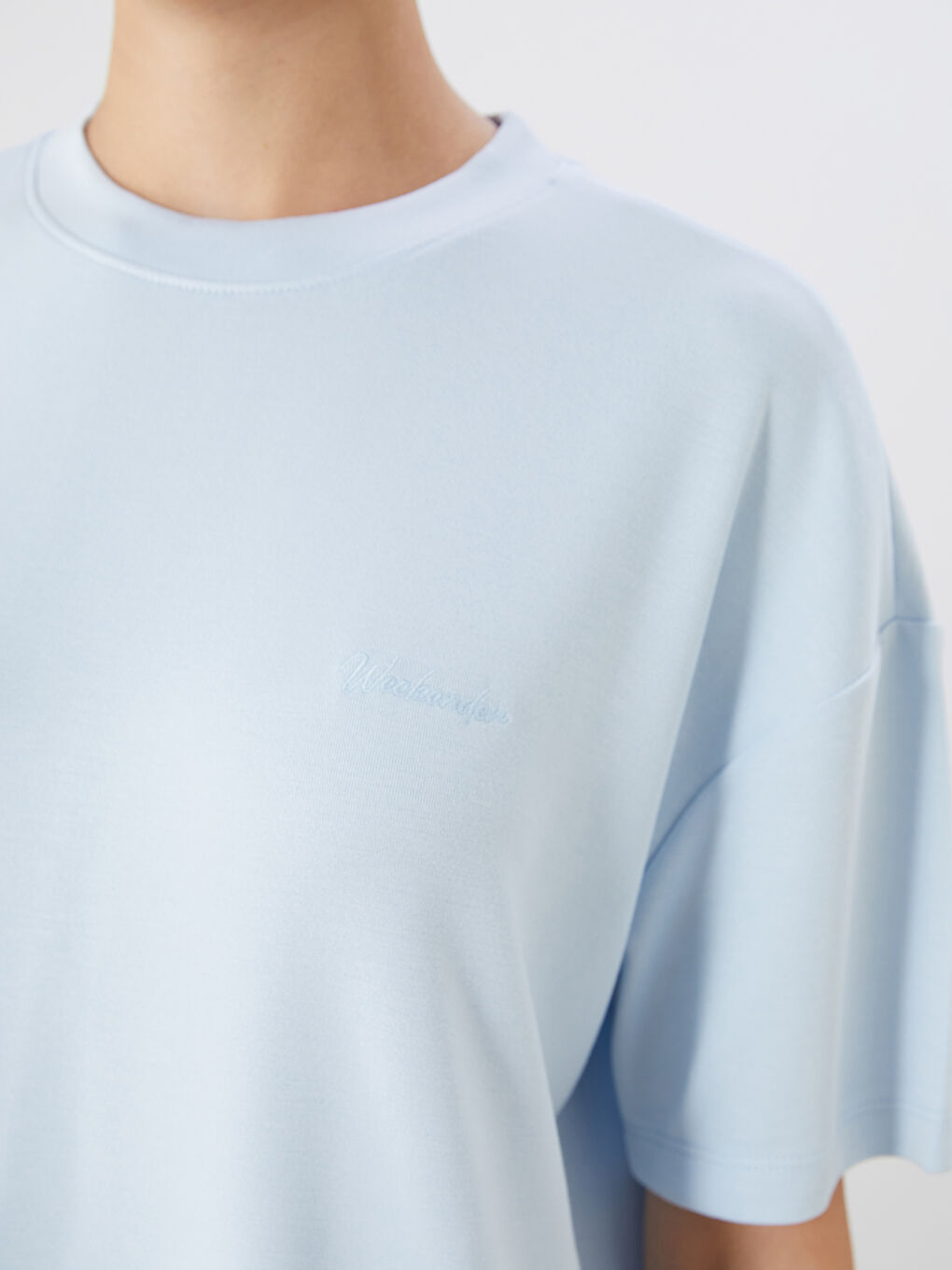 Mavi Bisiklet Yaka Oversize Kadın Tişört-2