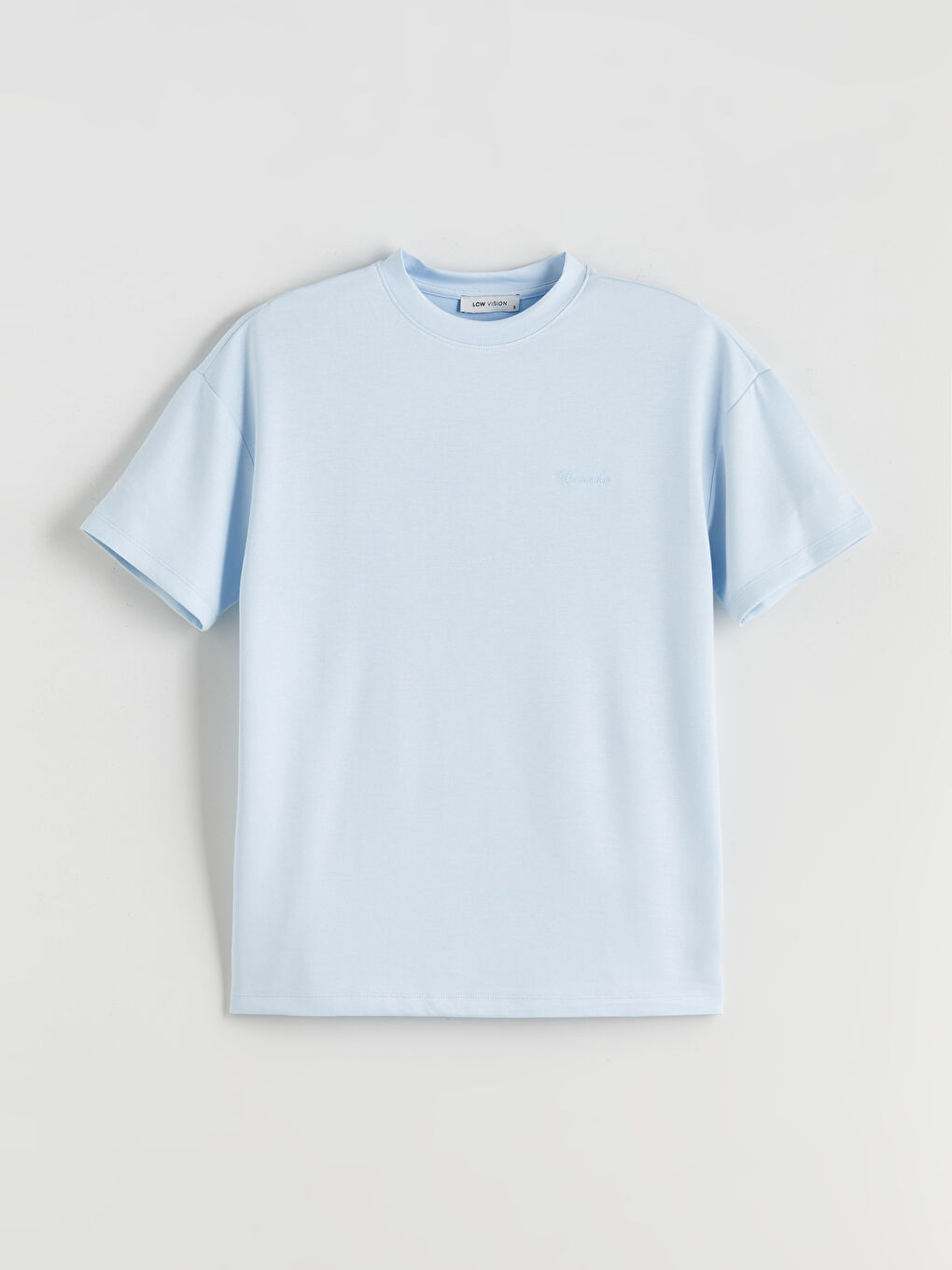 Mavi Bisiklet Yaka Oversize Kadın Tişört-4