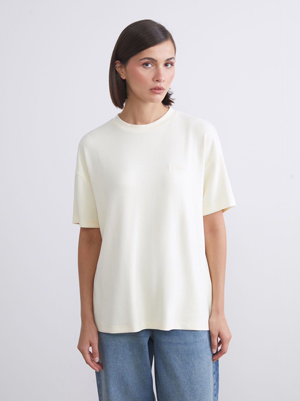 LCW Vision Crew Neck Oversize Women's T-Shirt -S5R228Z8-FDQ
