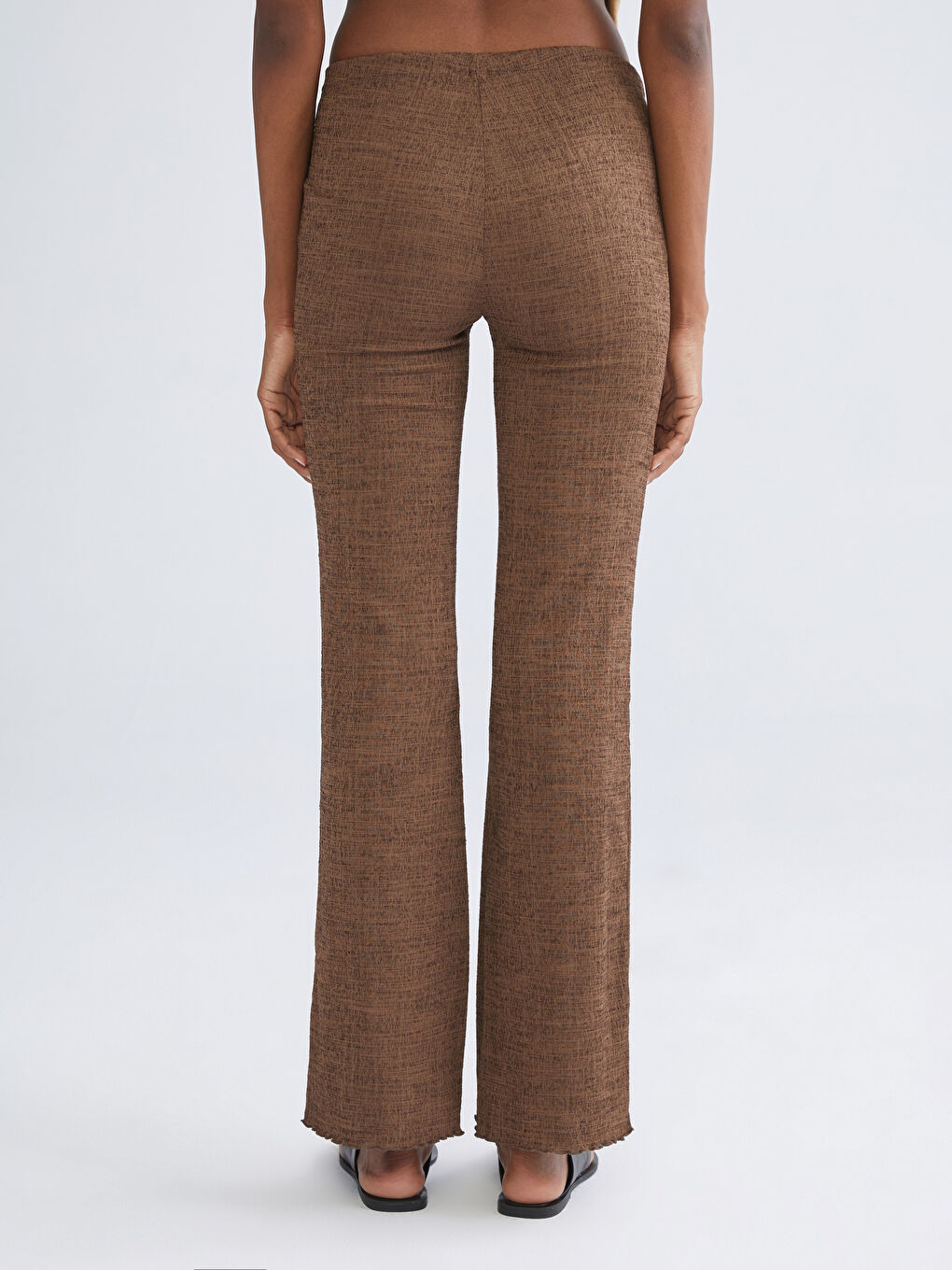 Kahverengi Beli Lastikli Dokulu Kadın Pantolon-9