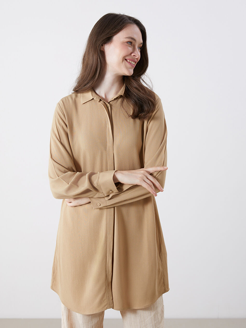 LCW Grace Crinkle Women's Shirt Tunic -S5R234Z8-DRR