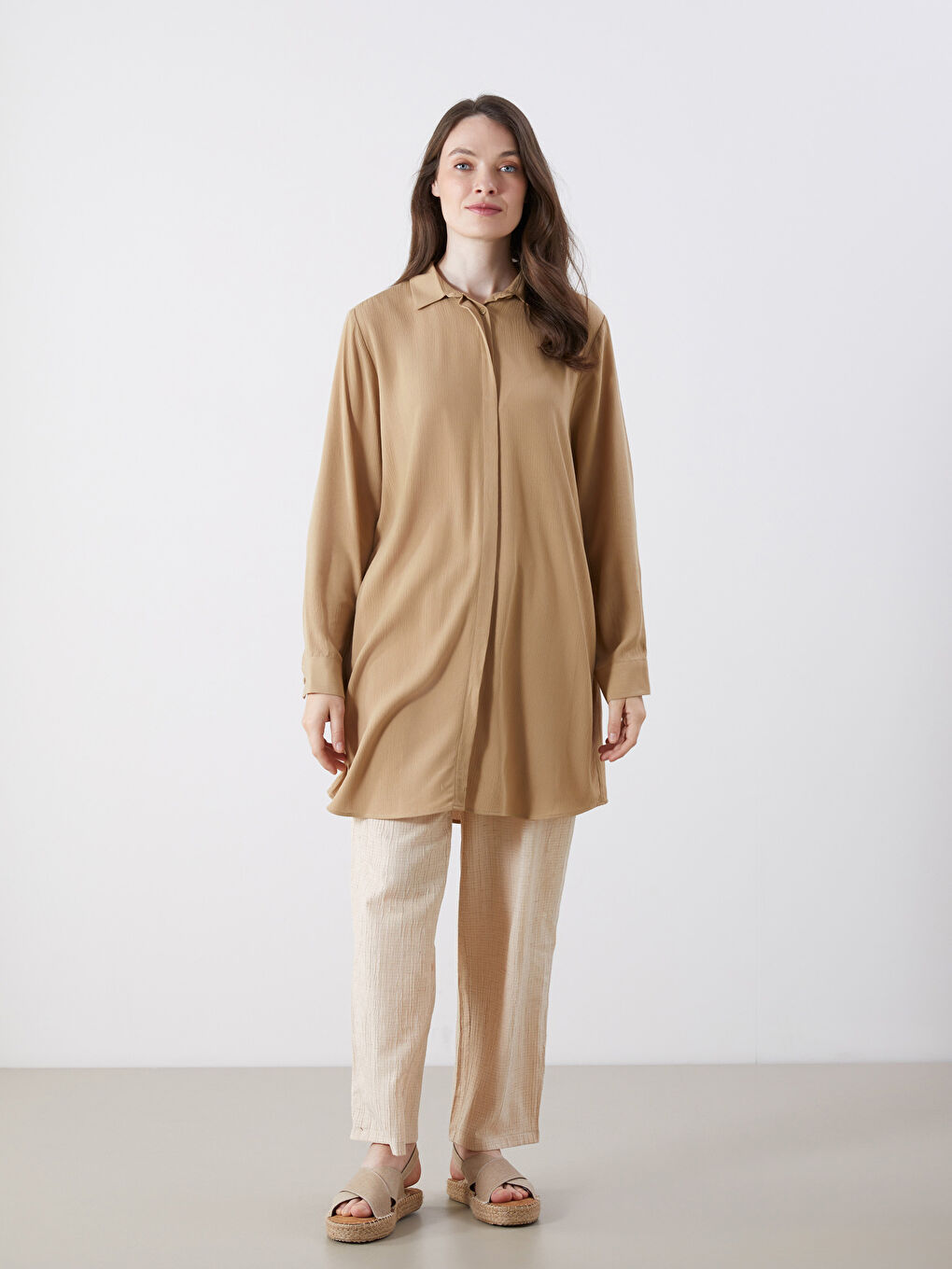 LCW Grace Crinkle Women's Shirt Tunic -S5R234Z8-DRR