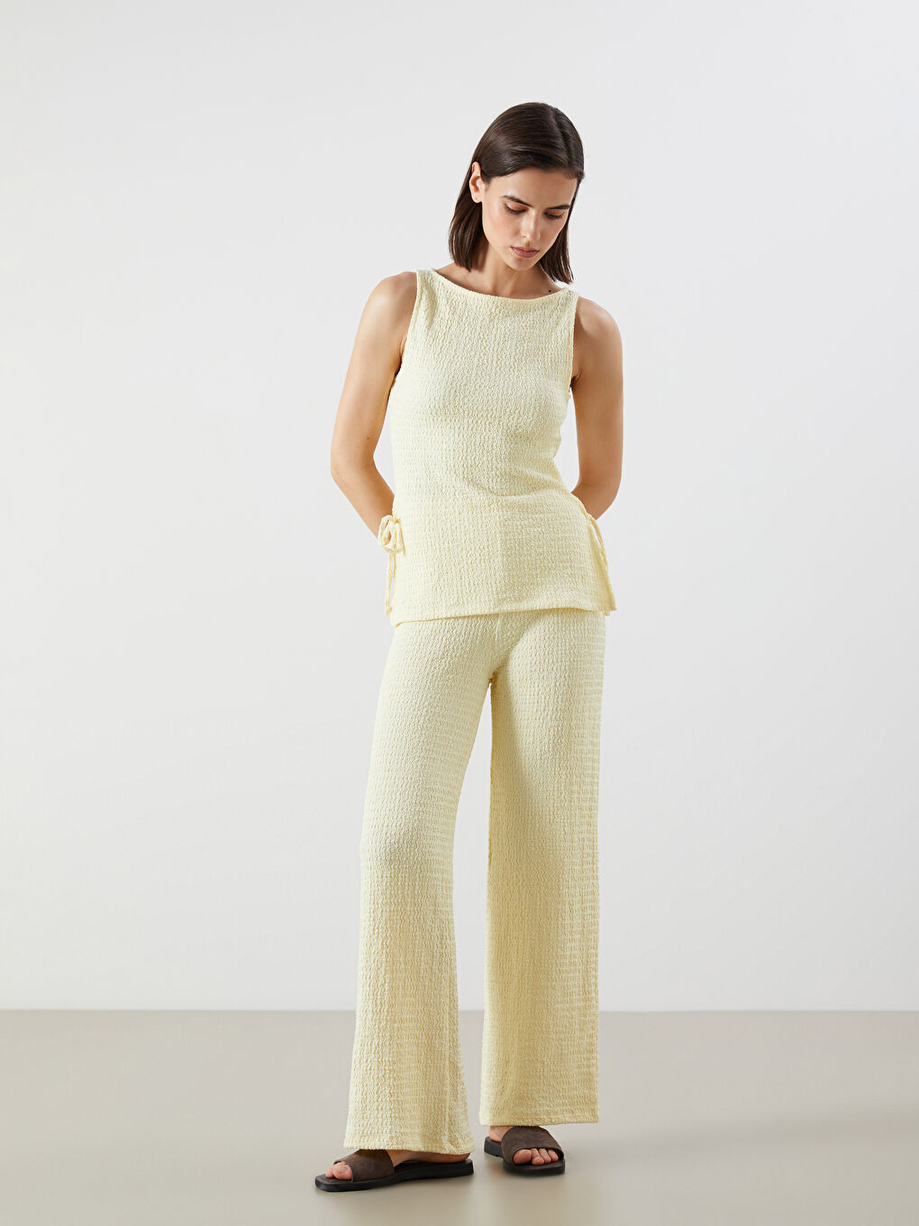 LCW Vision Elasticated Waist Textured Women's Trousers -S5R235Z8-FDQ