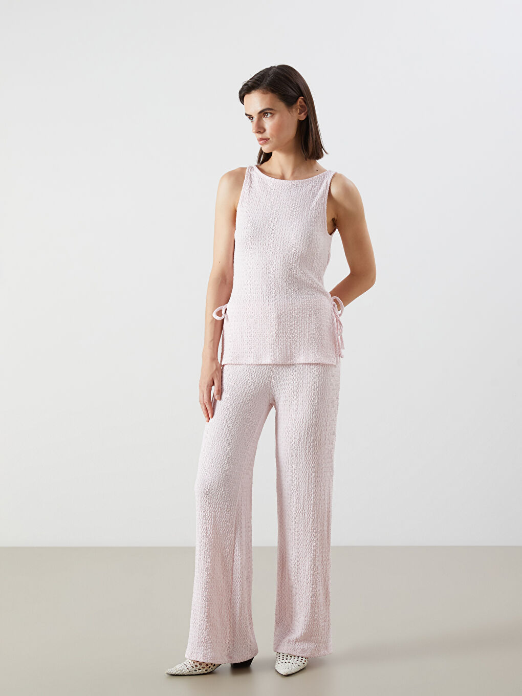 LCW Vision Elasticated Waist Textured Women's Trousers -S5R235Z8-QVT