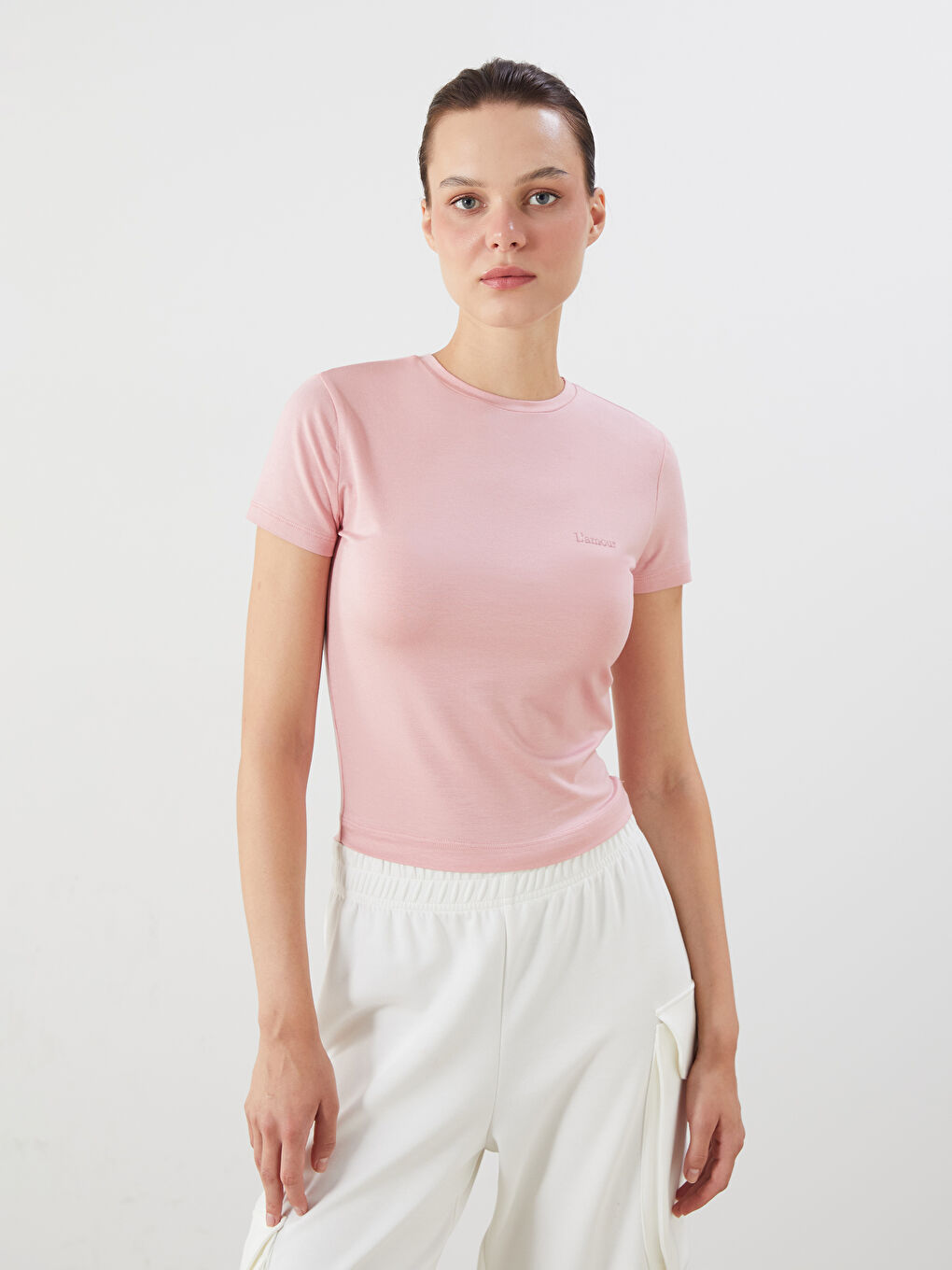 LCW Vision Crew Neck Embroidered Women's T-Shirt -S5R245Z8-FGV