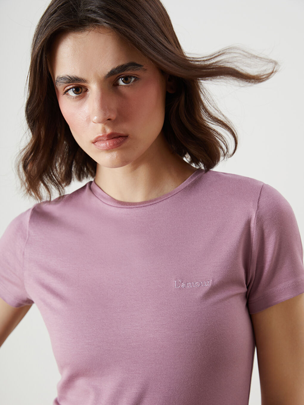 LCW Vision Crew Neck Embroidered Women's T-Shirt -S5R245Z8-GVJ