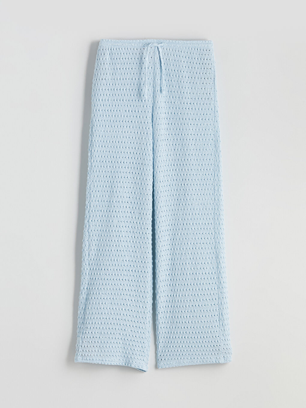 Mavi Beli Lastikli Ajurlu Kadın Pantolon-4