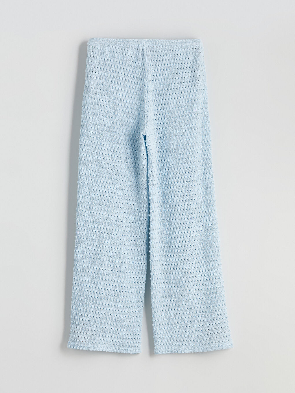 Mavi Beli Lastikli Ajurlu Kadın Pantolon-5