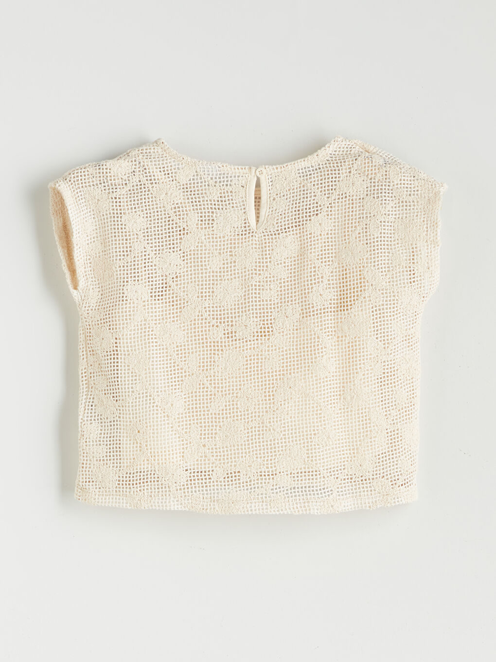 Crew Neck Lace Detailed Girls' Blouse -S5R249Z4-FDL