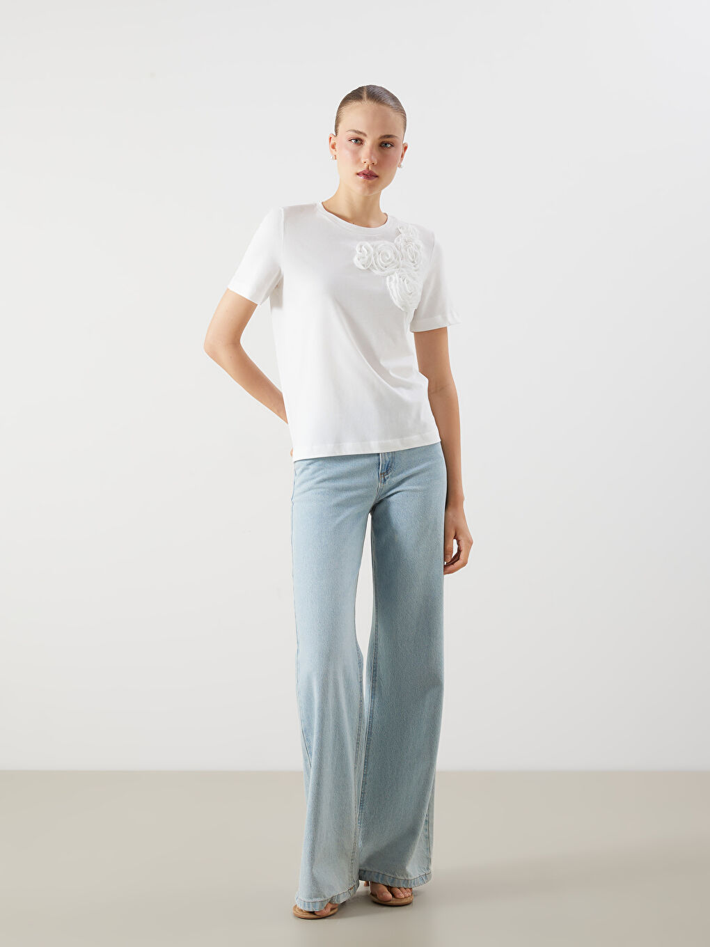 LCW Vision Woman ECRU T-Shirt -S5R257Z8-R9J